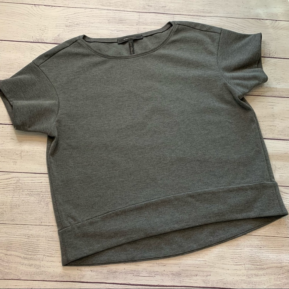 BCBGMaxAzria Tian Gray Short Sleeve Top Size M